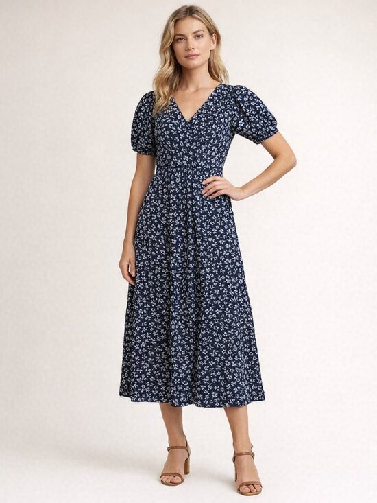 J. Crew Dresses & Skirts - J Crew Lace Detail Midi Dress Size 2 Navy and White